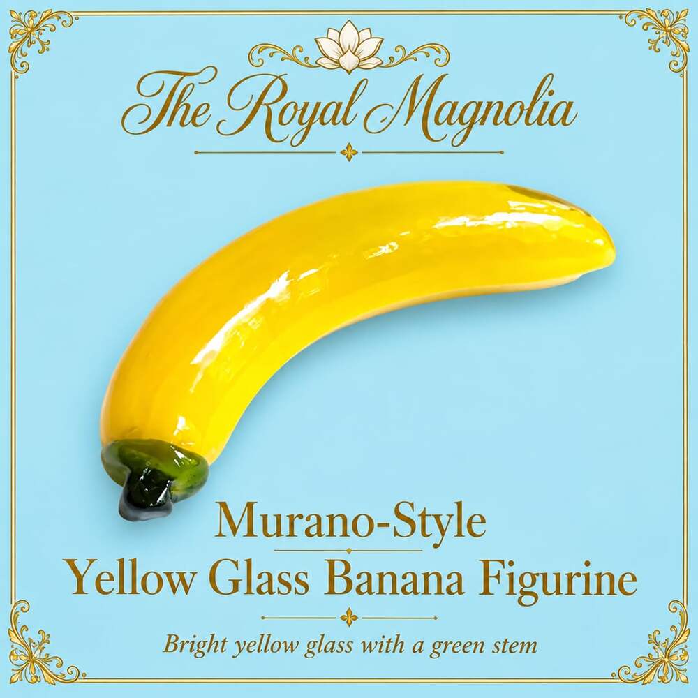 The Royal Magnolia Murano-Style Yellow Glass Banana Figurine
